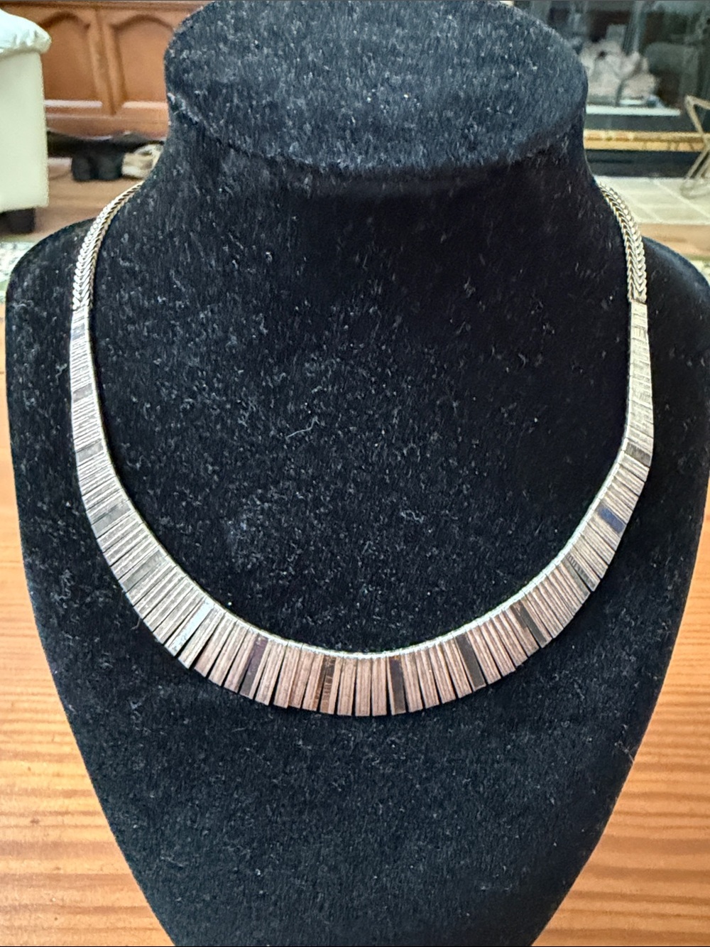 Two-Tone Italian 925 Sterling Bar Necklace